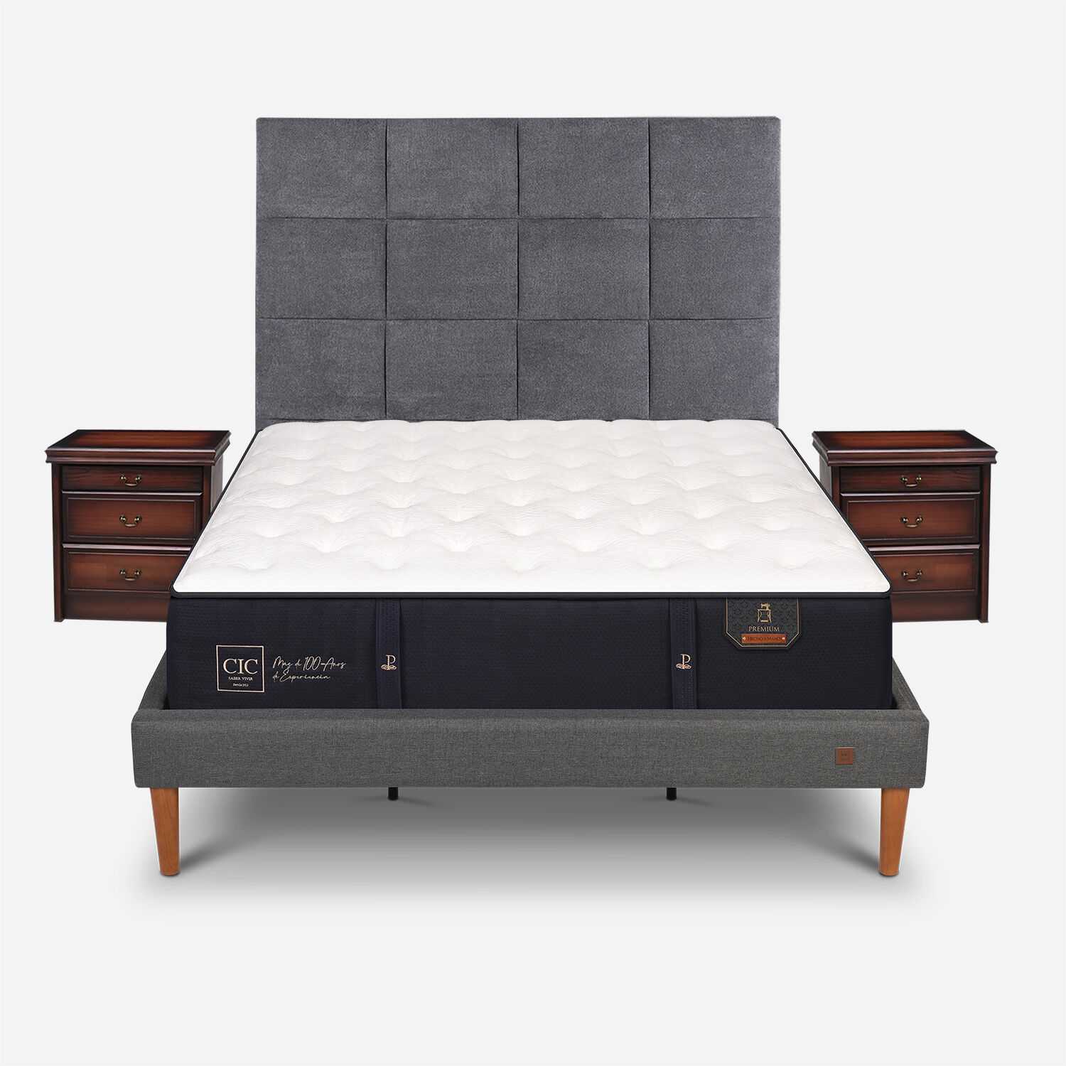 Cama Europea Curve King Premium + Set T&aacute;mesis