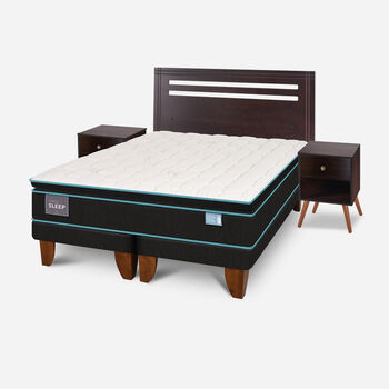 Cama Europea 2 Plazas Green Sleep Base Dividida + Set Múnich