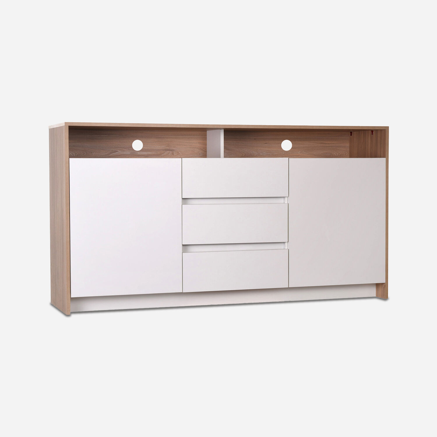 Rack Tv 60" 2 Puertas 3 Cajones Olmo Blanco Colbún