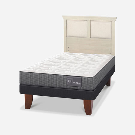 Cama Europea 1,5 Plazas Anatomic + Respaldo Torino Alpino