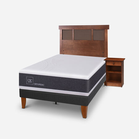 Cama Europea Curve 1,5 Plazas Ortopedic + Set Dubl&iacute;n Caramel