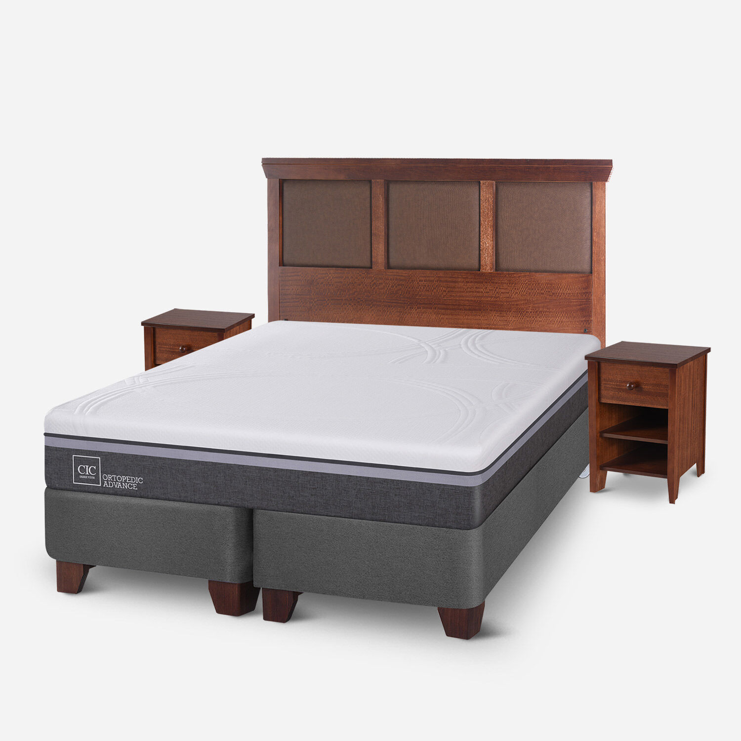 Box Spring King Ortopedic Advance + Set Torino Caramel