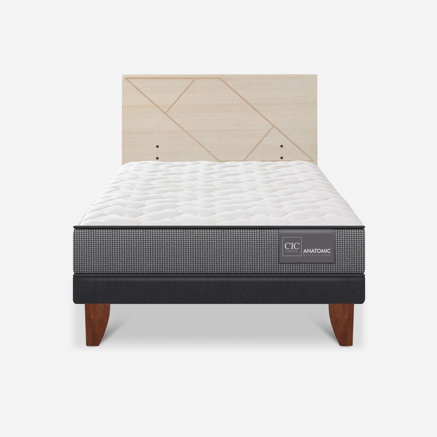 Cama Europea 1,5 Plazas Anatomic + Respaldo Villarrica Alpino