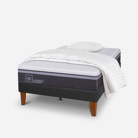 Cama Europea Curve 1,5 Plazas Ortopedic Advance + Almohada + Plum&oacute;n