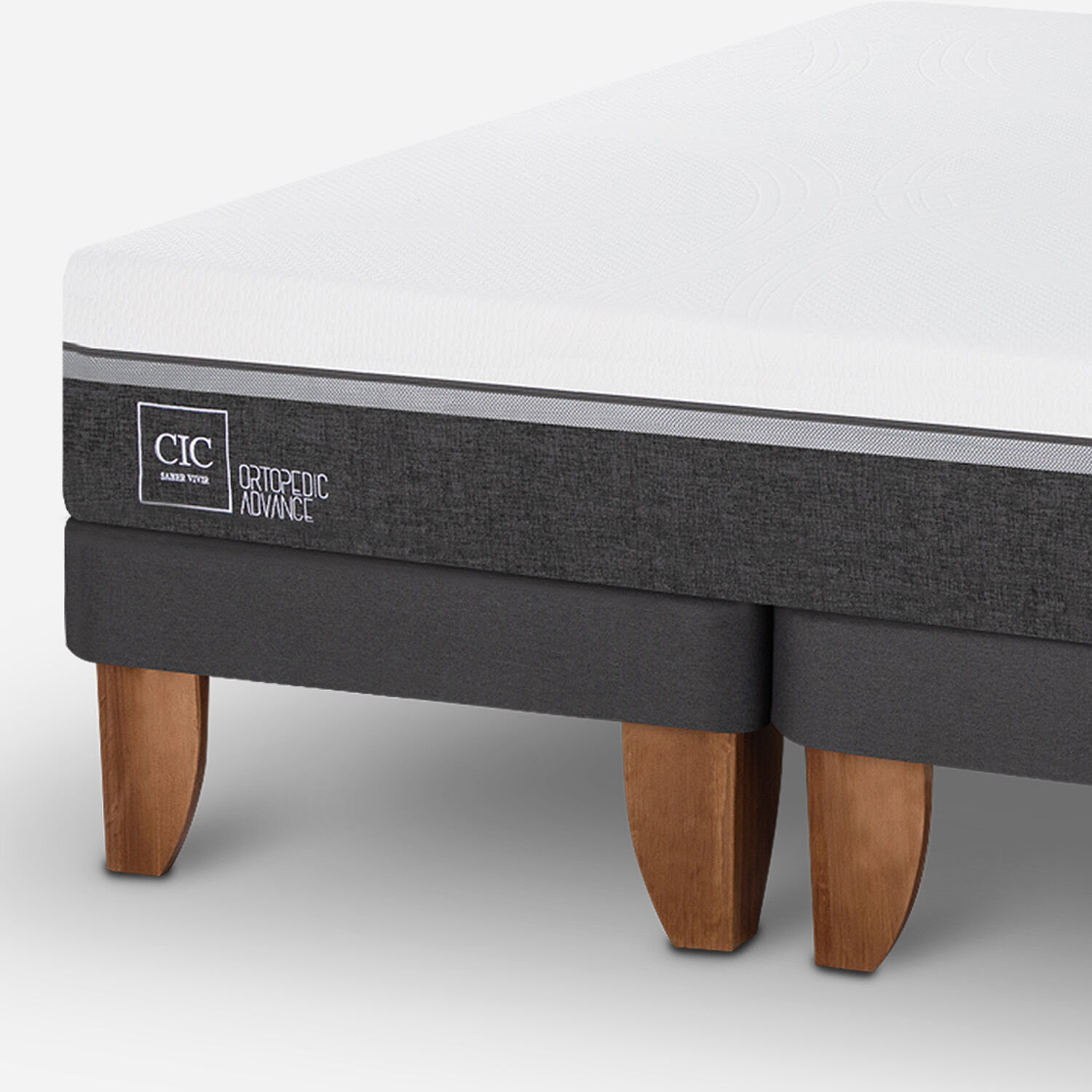 Cama Europea 2 Plazas Ortopedic Advance Base Dividida + Set Dubl&iacute;n Gris