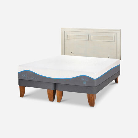 Cama Europea 2 Plazas Alaska Base Dividida + Respaldo Mil&aacute;n Alpino