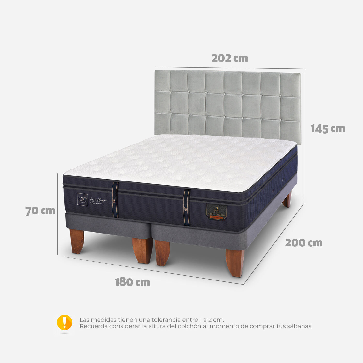 Cama Europea King Grand Premium + Respaldo Sile