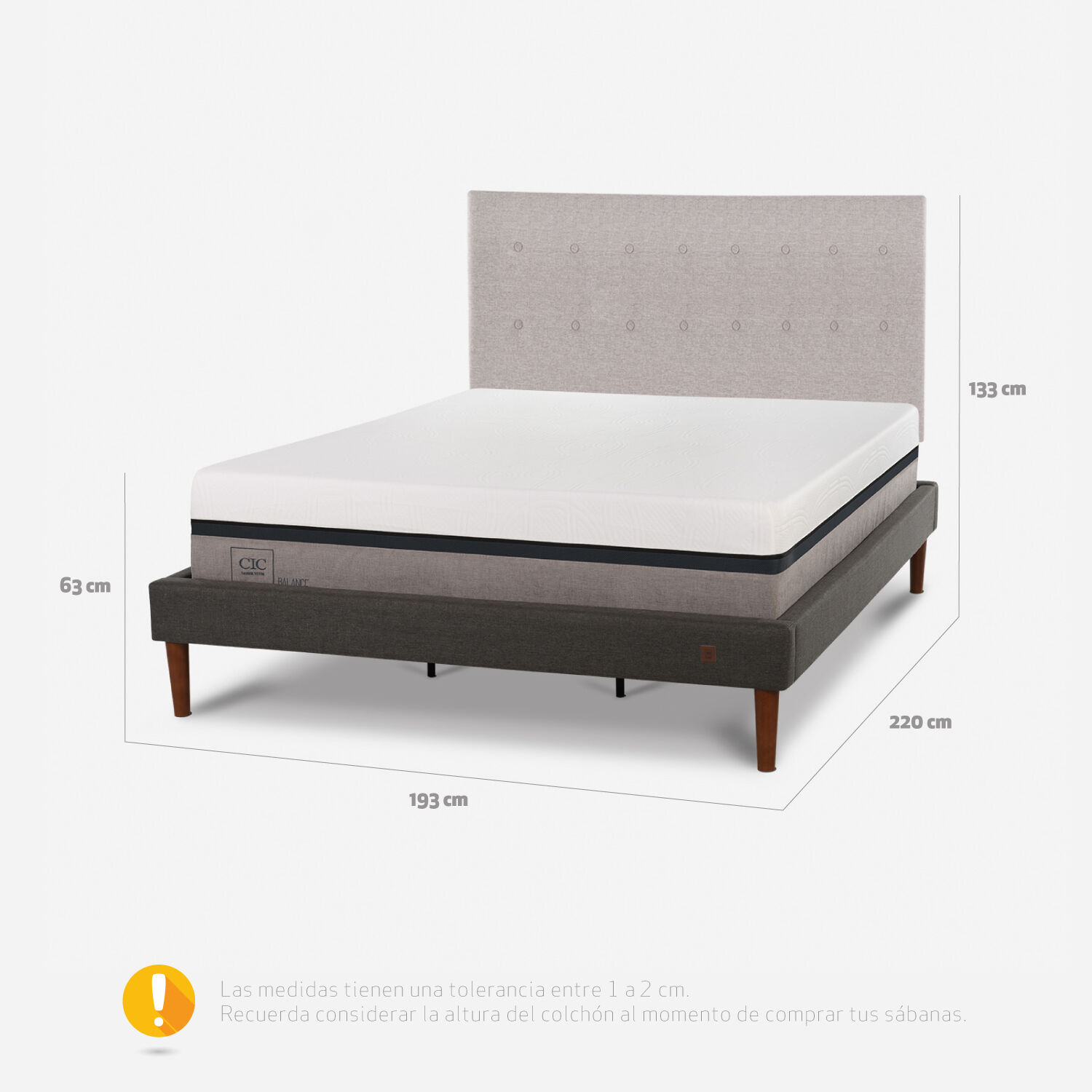 Cama Europea Curve King Balance + Respaldo Tigris