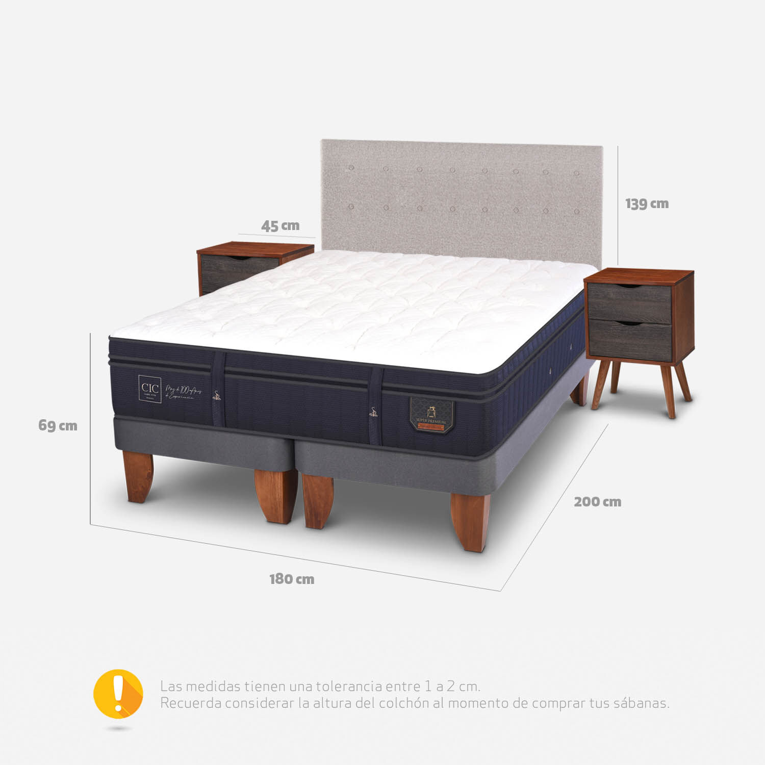 Cama Europea King Super Premium + Set Tigris