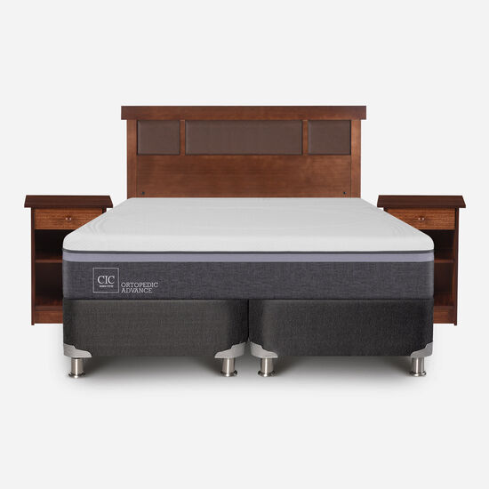 Box Spring 2 Plazas Ortopedic Advance Base Dividida 5 Zonas + Set Dublín Caramel