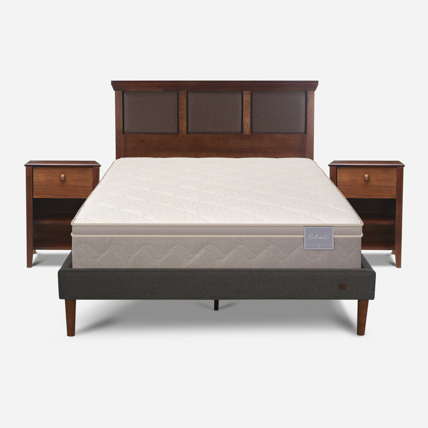 Cama Europea Curve 2 Plazas Rilassati + Set Torino Caramel