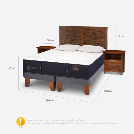 Cama Europea 2 Plazas Base Dividida Premium + Set Antique + Almohadas de Pluma