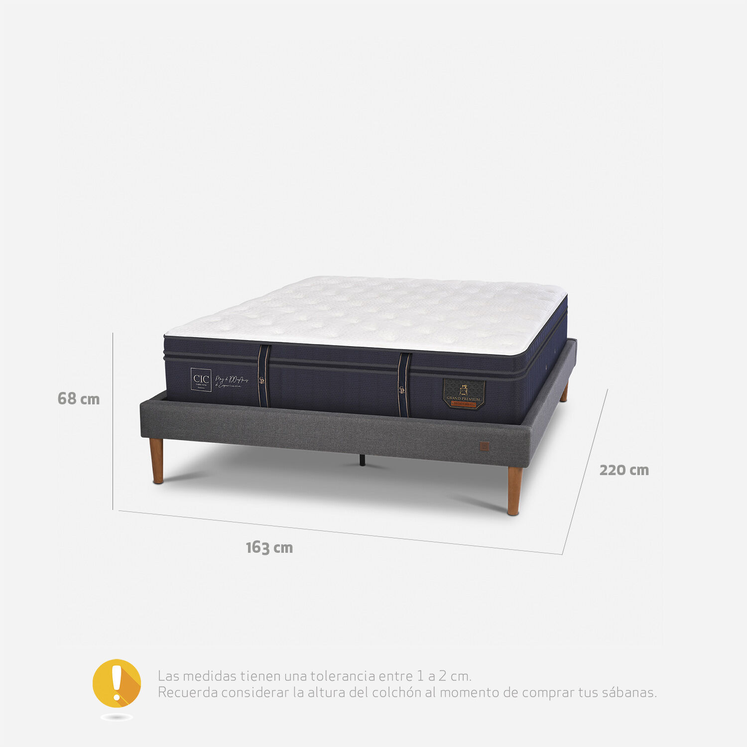 Cama Europea Curve 2 Plazas Grand Premium