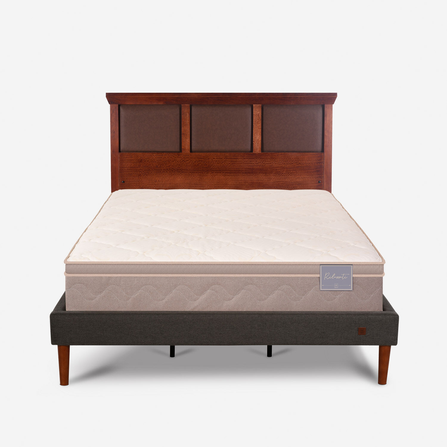 Cama Europea Curve King Rilassati + Respaldo Torino Caramel