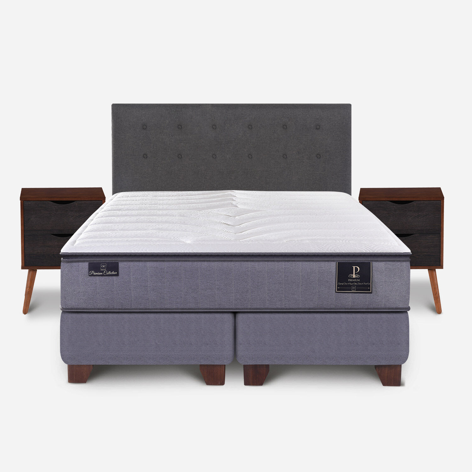 Box Spring 2 Plazas Premium Base Dividida + Set &Eacute;ufrates