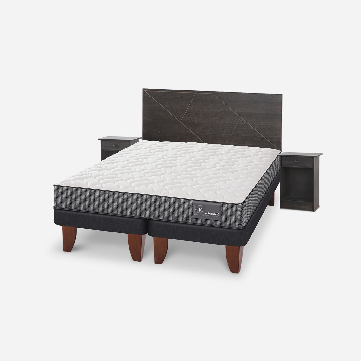 Cama Europea King Anatomic + Set Villarrica Gris