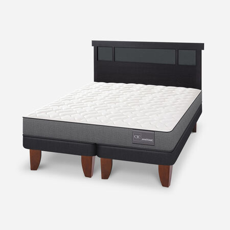 Cama Europea 2 Plazas Anatomic Base Dividida + Respaldo Dubl&iacute;n Negro