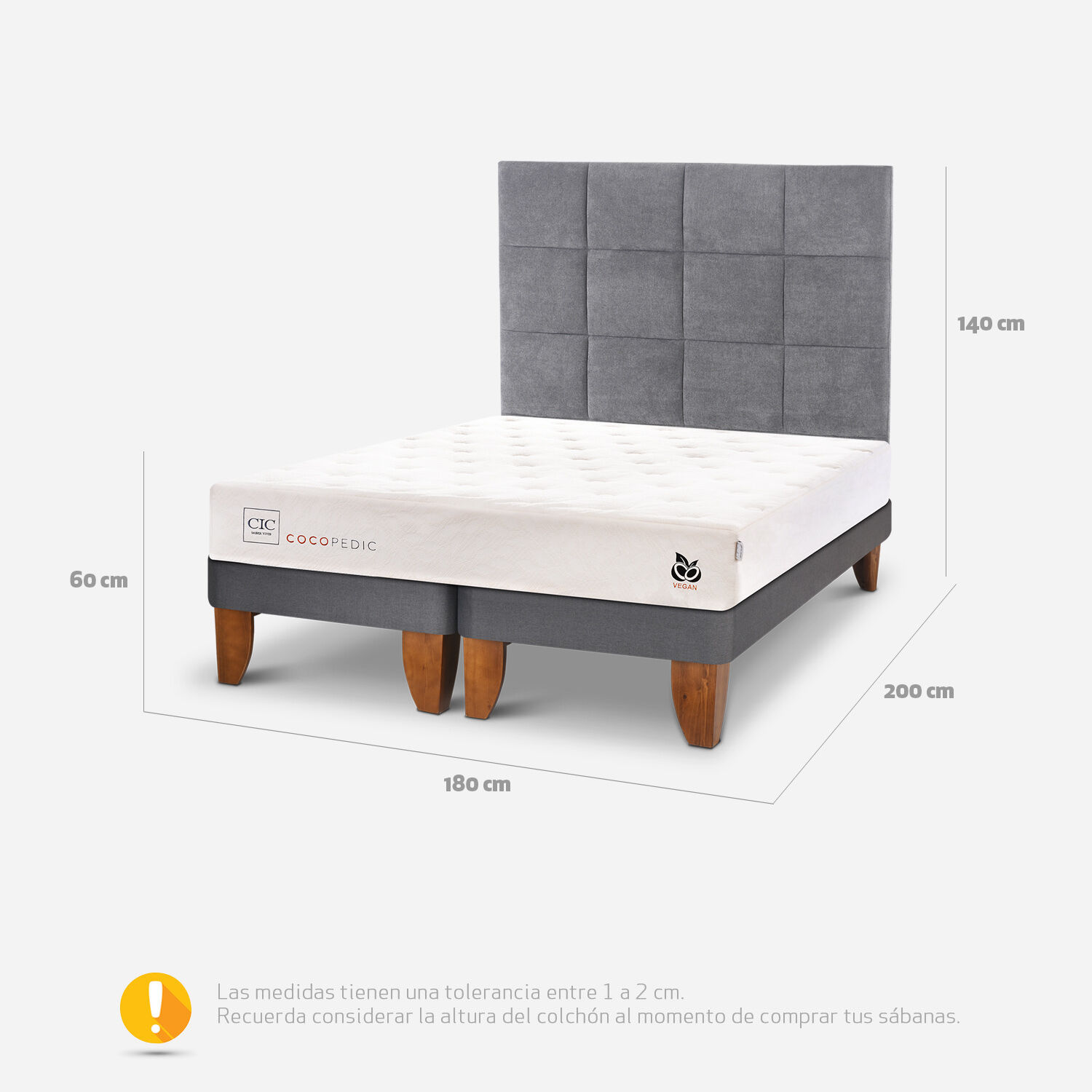 Cama Europea King Cocopedic + Respaldo T&aacute;mesis