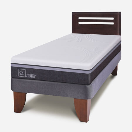 Cama Europea 1,5 Plazas Ortopedic Advance + Respaldo Múnich Chocolate