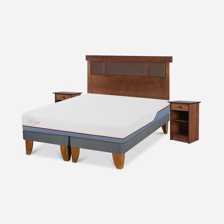 Cama Europea 2 Plazas Excellence Plus Base Dividida + Set Dubl&iacute;n Caramel