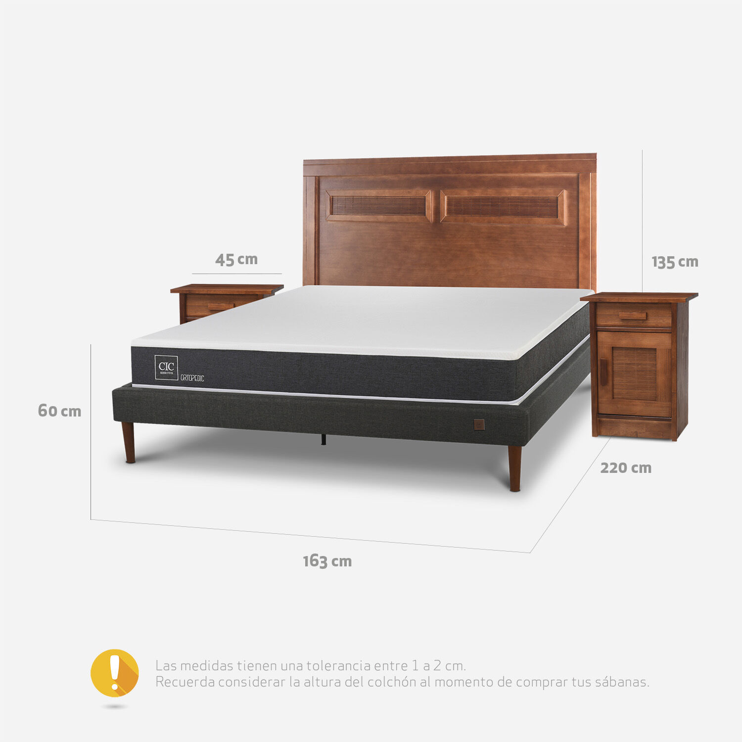 Cama Europea Curve 2 Plazas Ortopedic + Set Mil&aacute;n Caramel