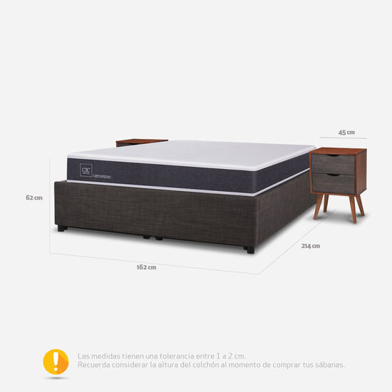 Cama Space Box 2 Plazas Ortopedic + Velador Níger