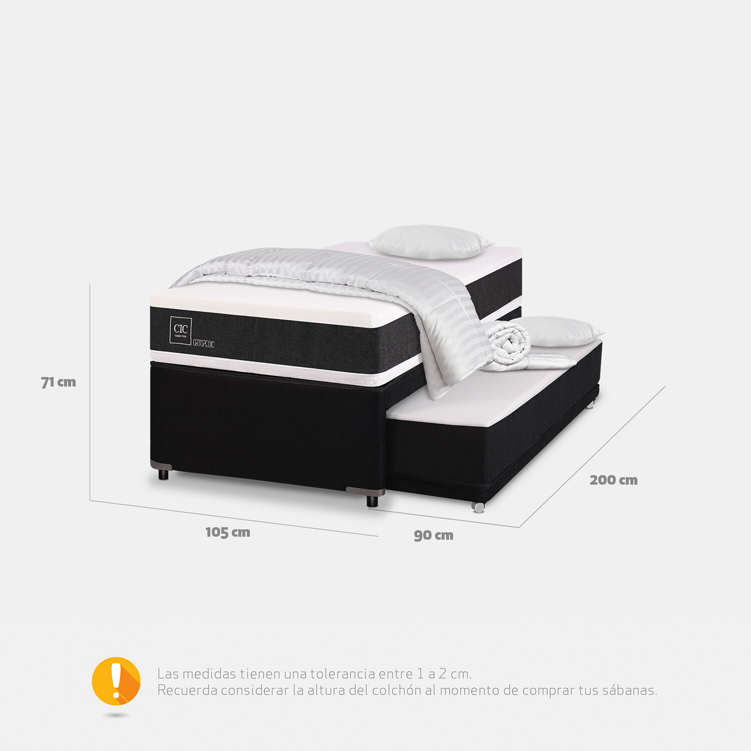 Cama Nido Diván Ortopedic + Almohadas + Plumón