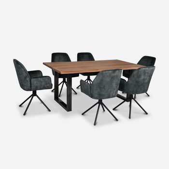 Comedor Florencia Natural + 6 Sillas Ottawa Verde