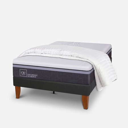 Cama Europea Curve 1,5 Plazas Ortopedic Advance + Plum&oacute;n