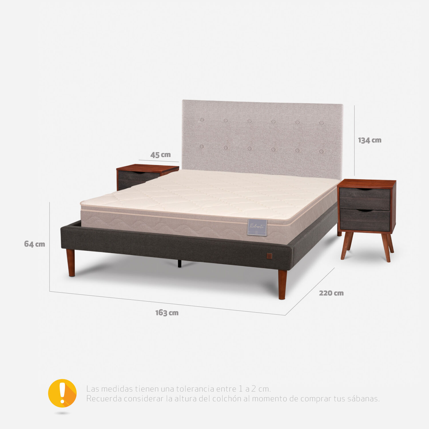 Cama Europea Curve 2 Plazas Rilassati + Set Tigris