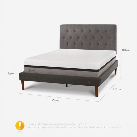 Cama Europea Curve 2 Plazas Balance + Respaldo Kavery
