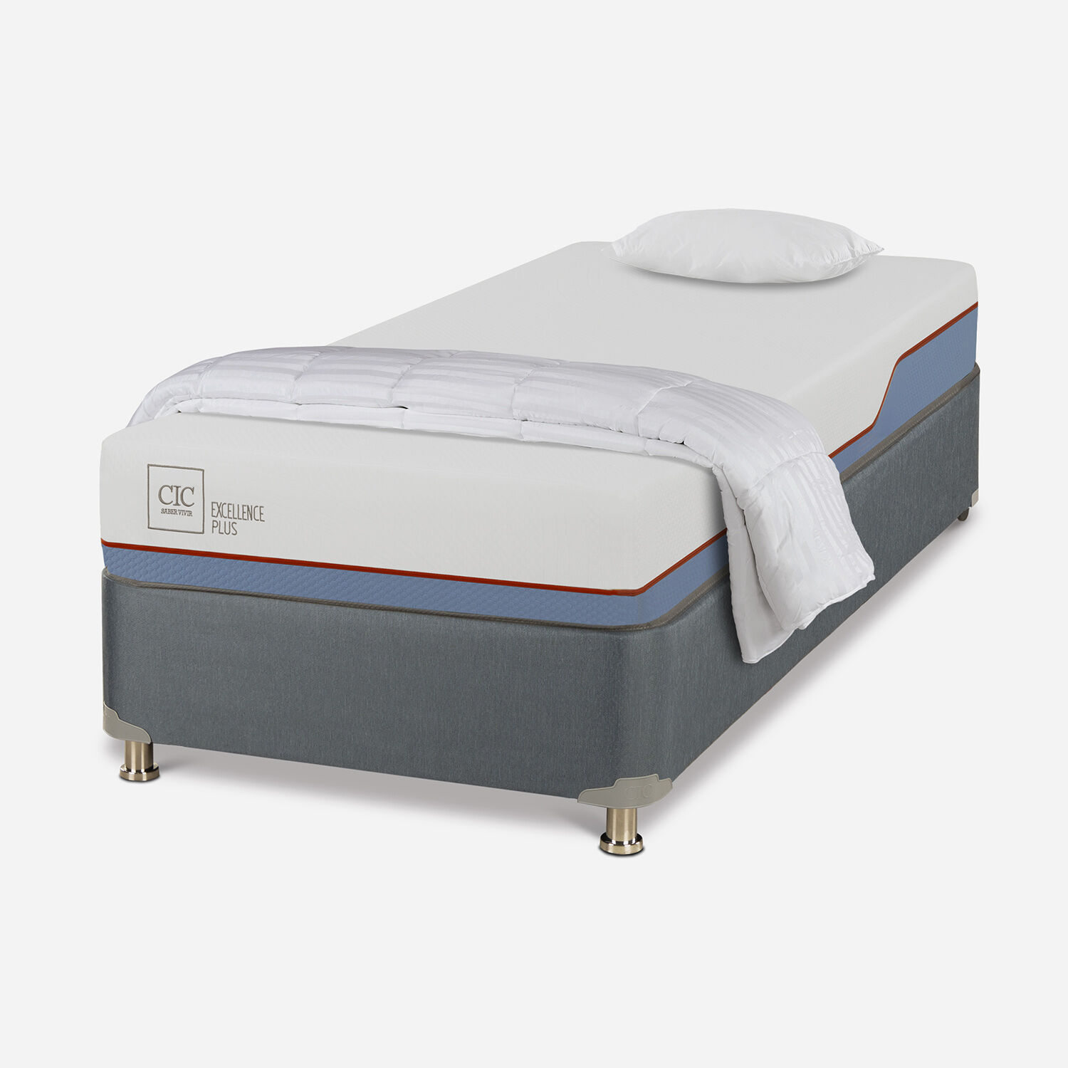 Cama Americana 1 Plaza Excellence Plus + Almohada + Plum&oacute;n