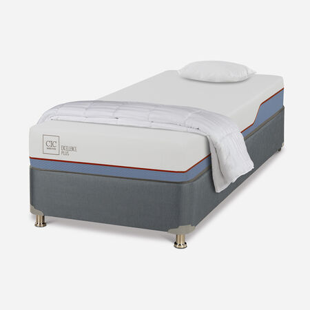 Cama Americana 1 Plaza Excellence Plus + Almohada + Plum&oacute;n