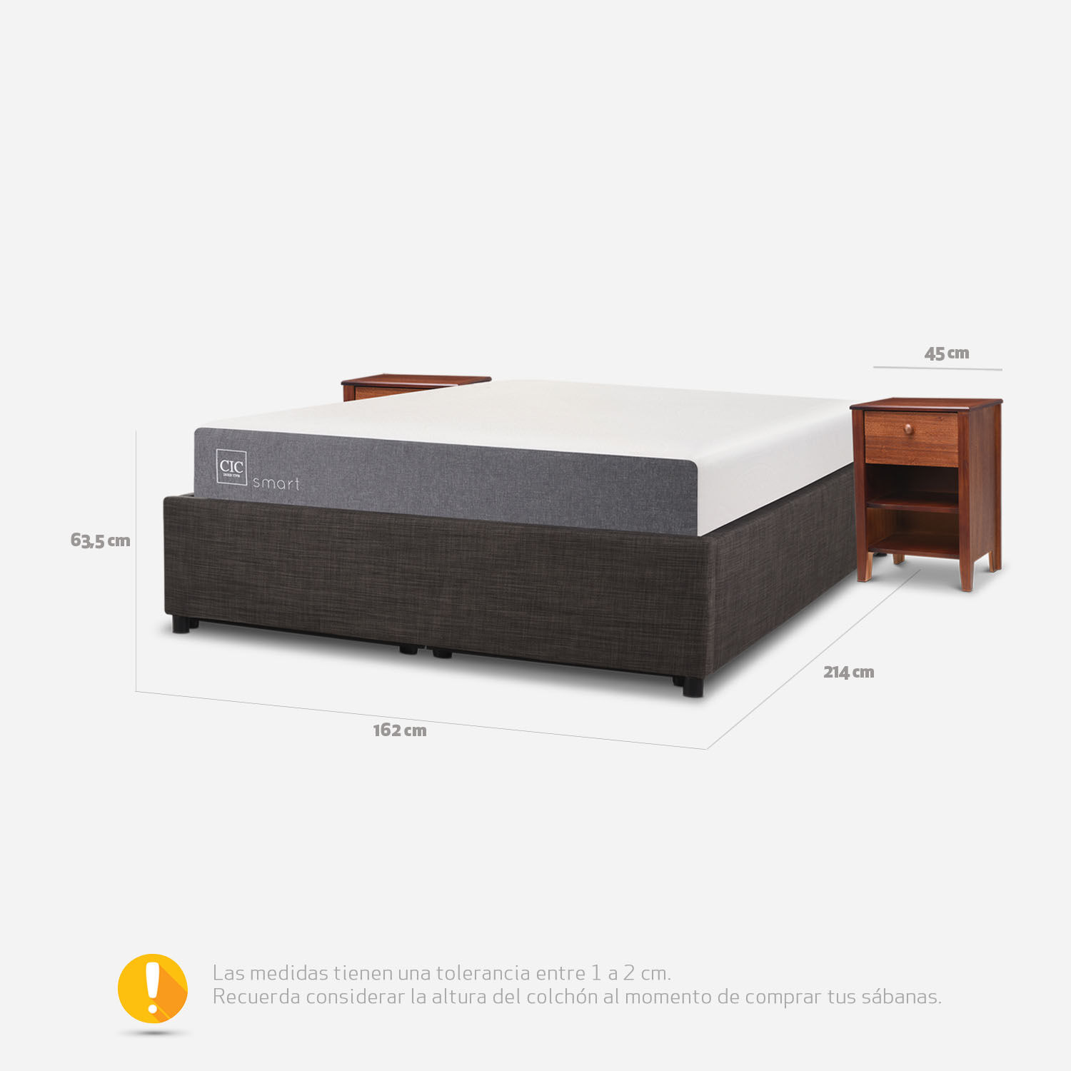 Cama Space Box 2 Plazas Smart + Velador Torino Caramel 