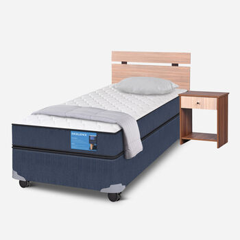 Cama Americana 1.5 Plazas Excellence + Set Olmo + Almohada + Plumón