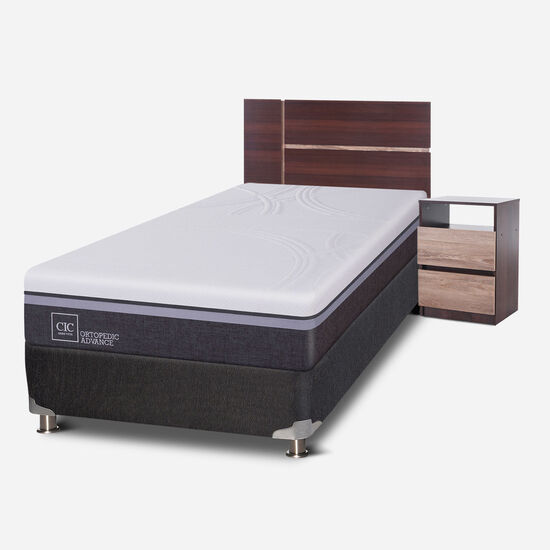 Box Spring 1.5 Plazas Ortopedic Advance 5 Zonas + Set Enio