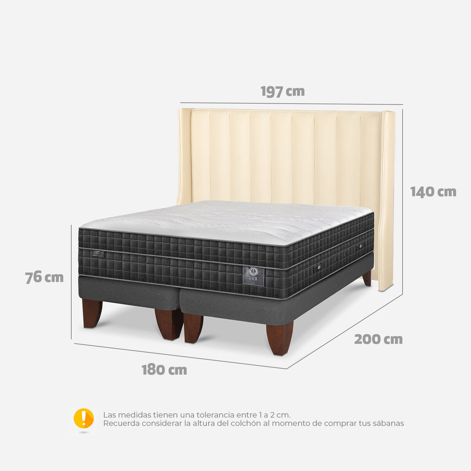 Cama Europea King Lux Respaldo Panaro