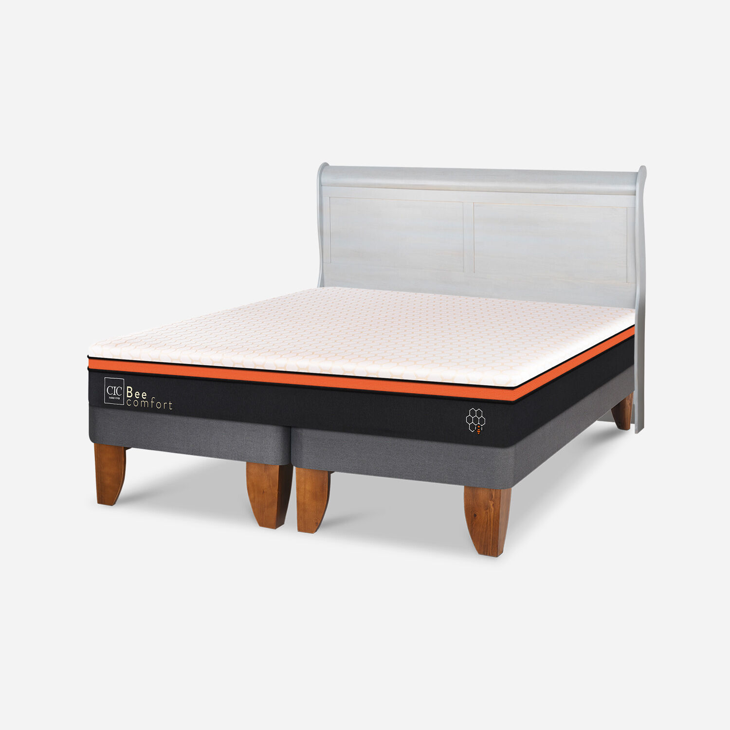 Cama Europea King Bee Comfort + Respaldo Miró Alpino