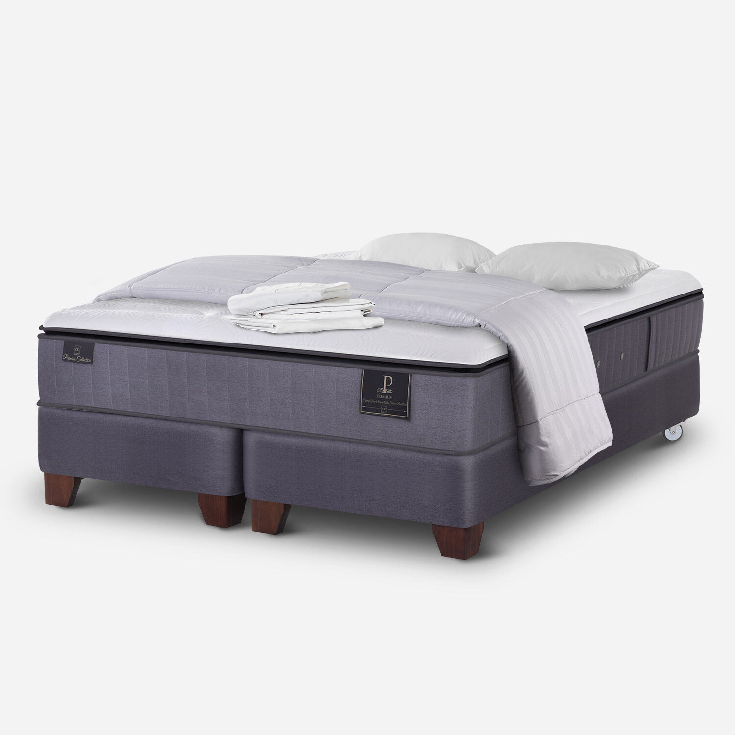 Box Spring King Premium + Almohadas + S&aacute;banas + Plum&oacute;n