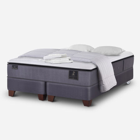 Box Spring King Premium + Almohadas + S&aacute;banas + Plum&oacute;n
