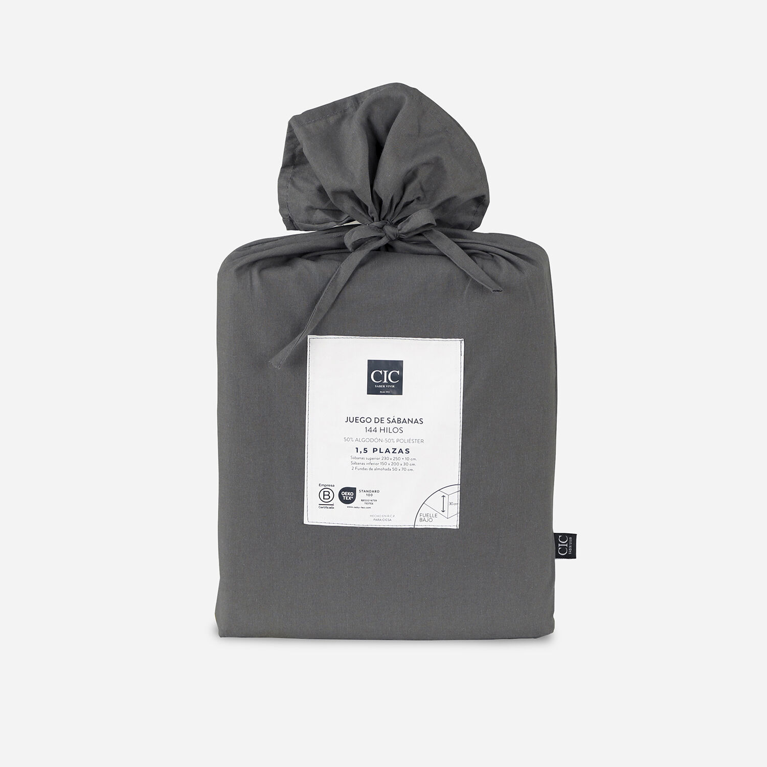 Sábanas Single 144 Hilos Lisa Gris