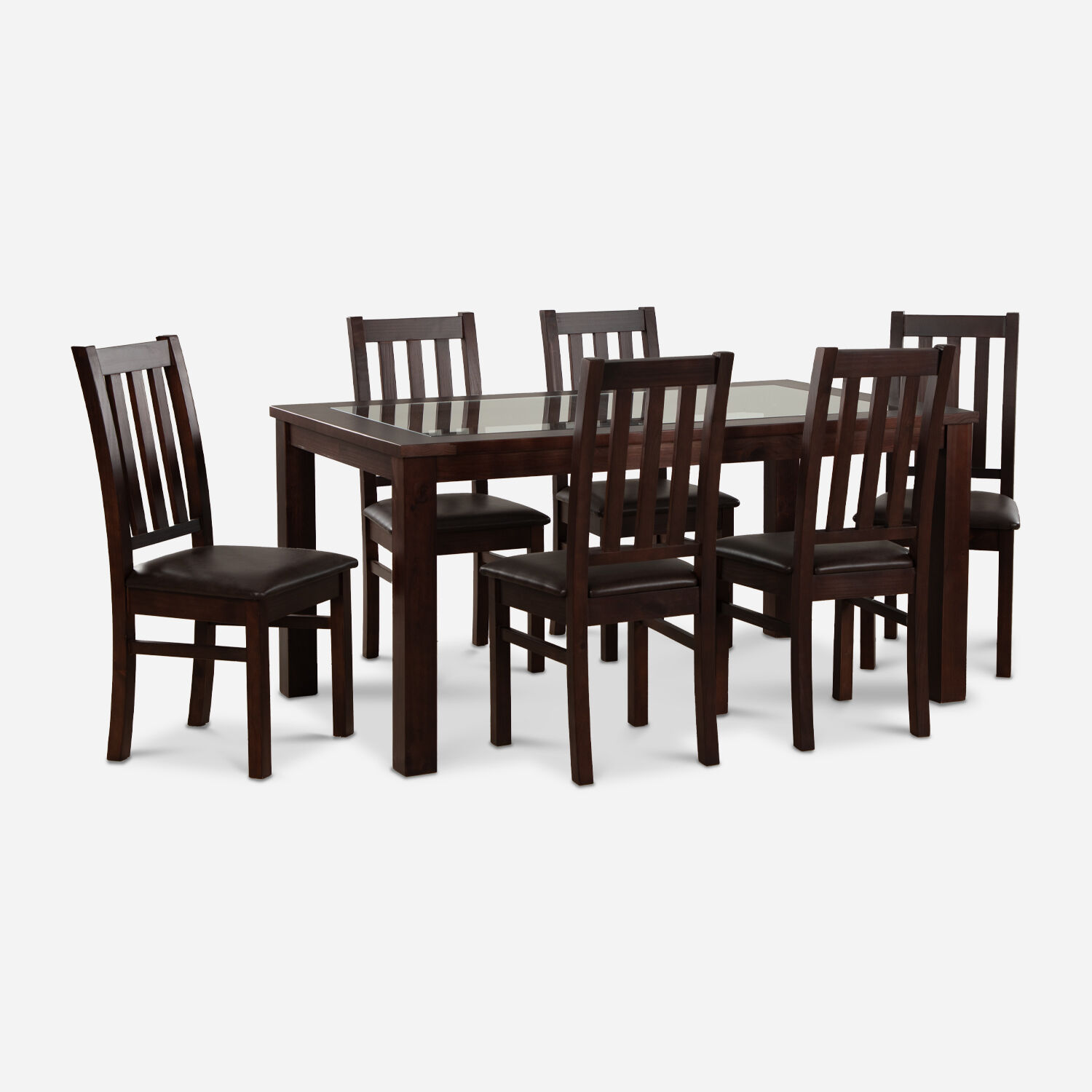 Comedor de Vidrio 6 Sillas &Ntilde;uble Chocolate - Caf&eacute;