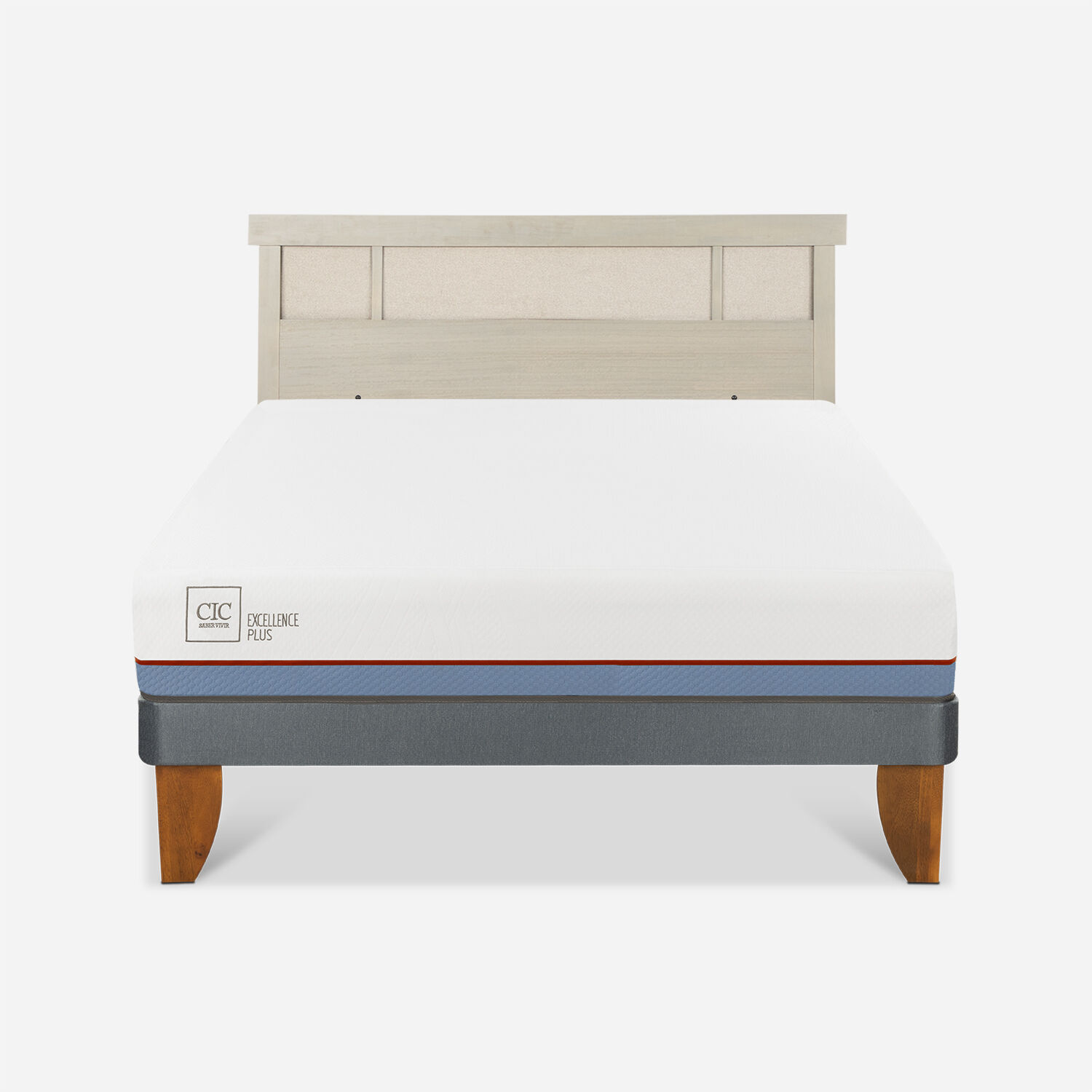 Cama Europea 2 Plazas Excellence Plus Base Normal + Respaldo Dublín Alpino