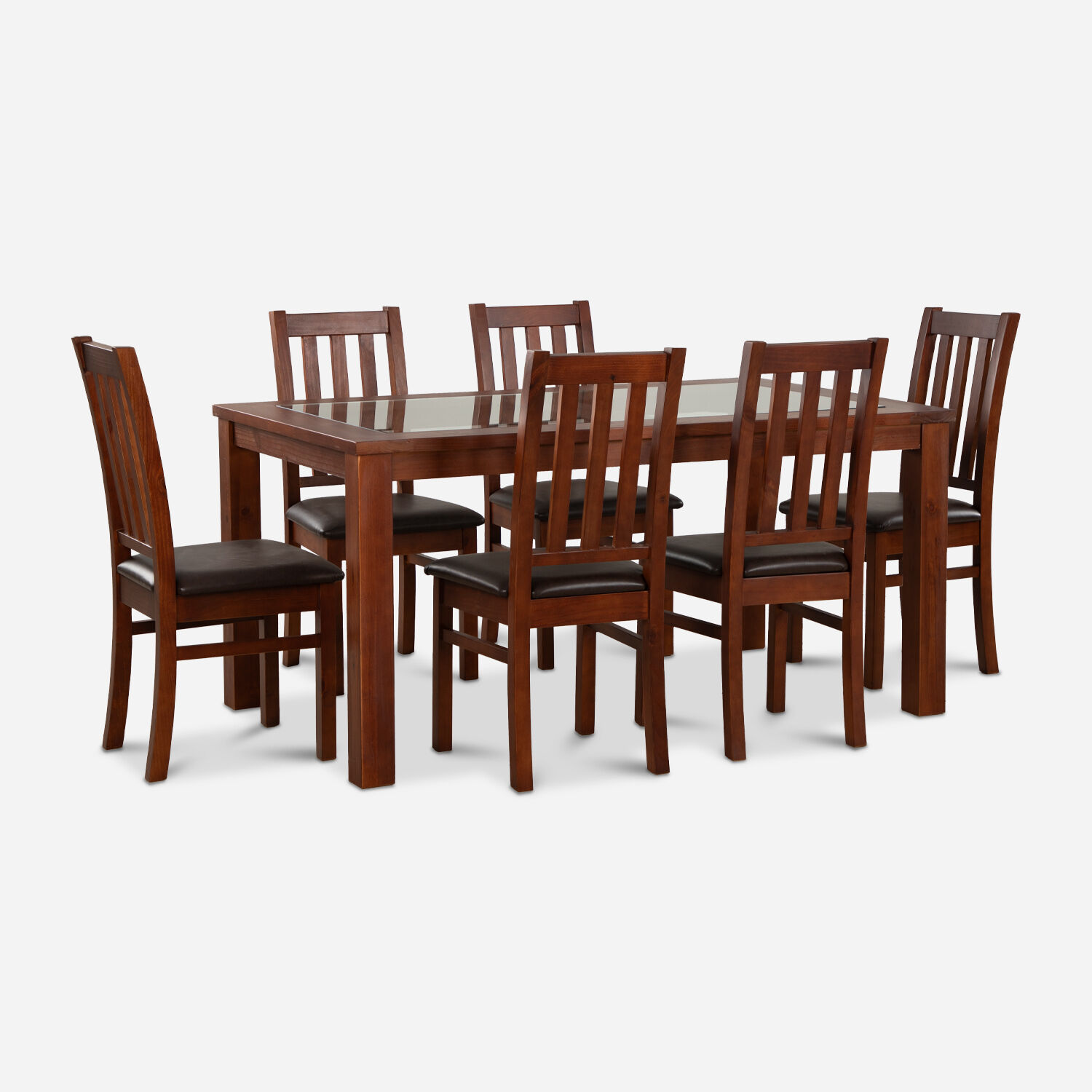 Comedor de Vidrio 6 Sillas Ñuble Caramelo - Pardo