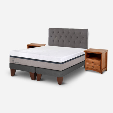 Cama Europea 2 Plazas Balance Base Dividida + Set Kavery