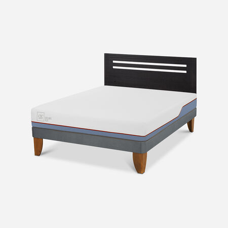 Cama Europea 2 Plazas Excellence Plus Base Normal + Respaldo Múnich Negro