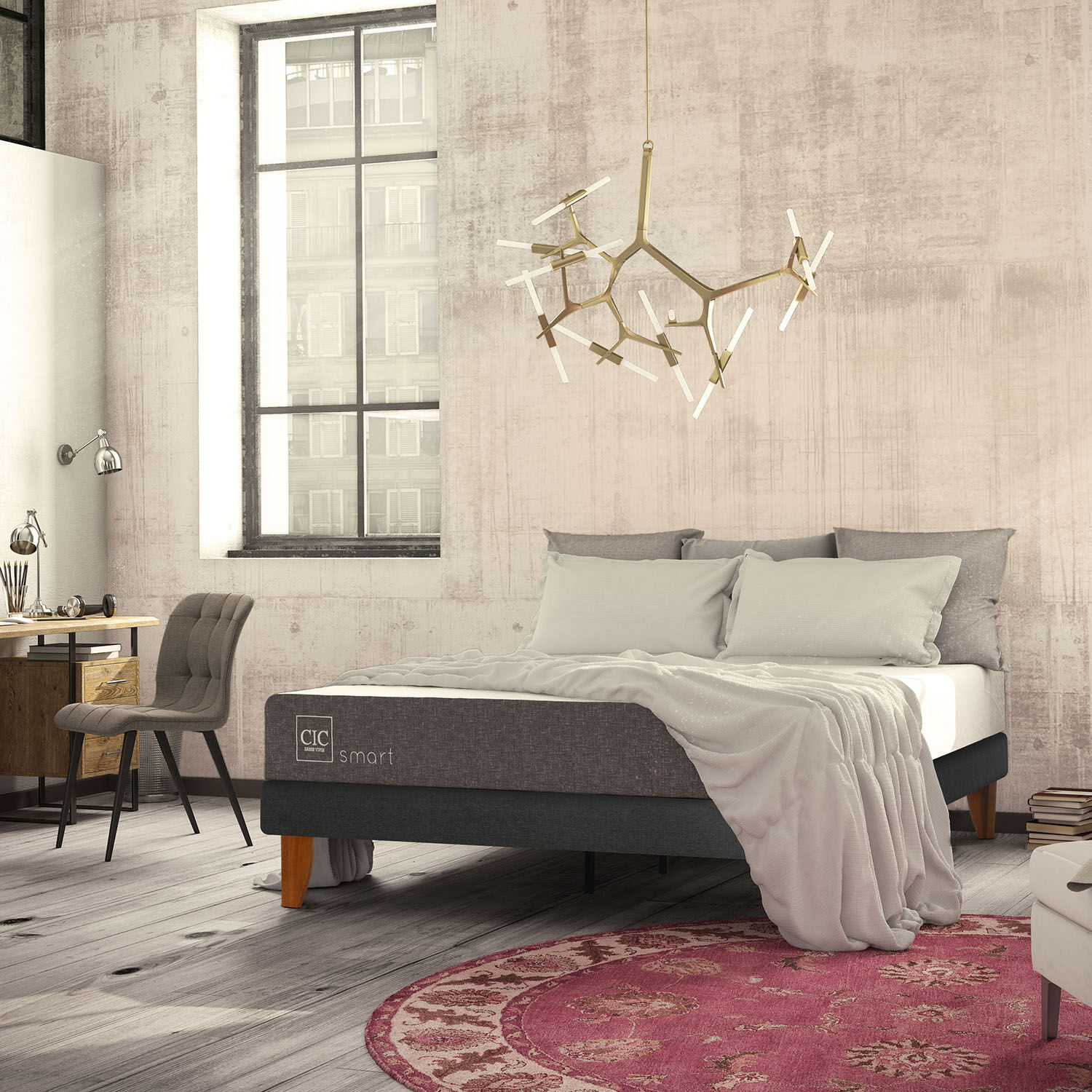 Cama Europea Curve 1,5 Plazas Smart 