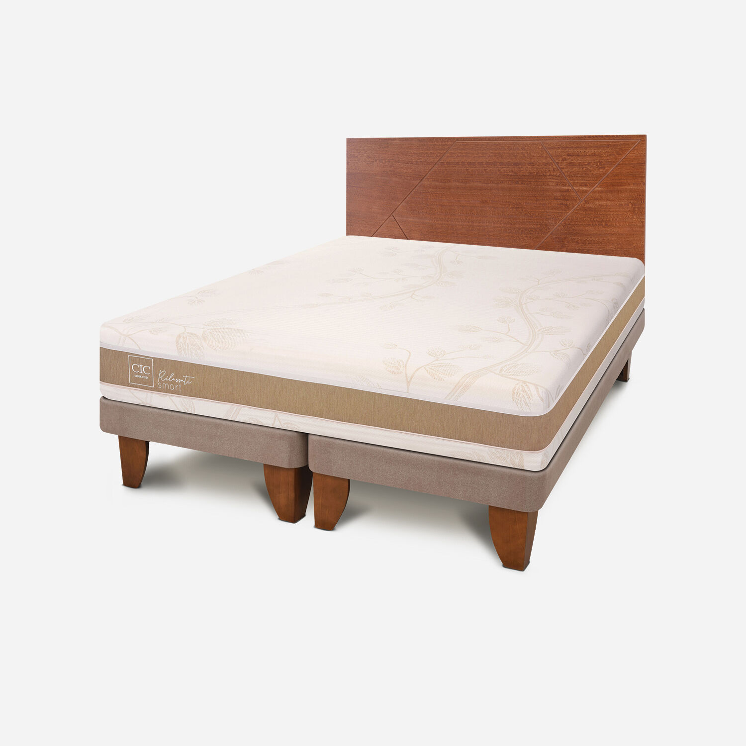 Cama Europea 2 Plazas Base Dividida Rilassati Smart + Respaldo Villarrica