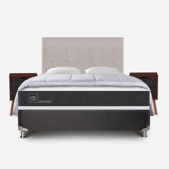 Box Spring 2 Plazas Ortopedic Base Normal 5 Zonas + Almohadas + Plumón + Set Tigris