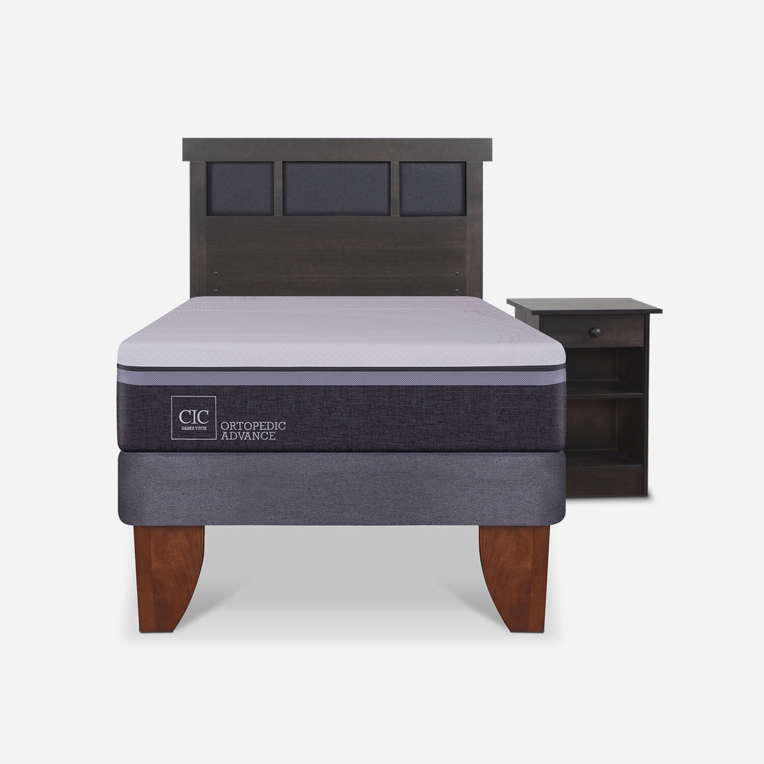 Cama Europea 1,5 Plazas Ortopedic Advance + Set Dubl&iacute;n Gris
